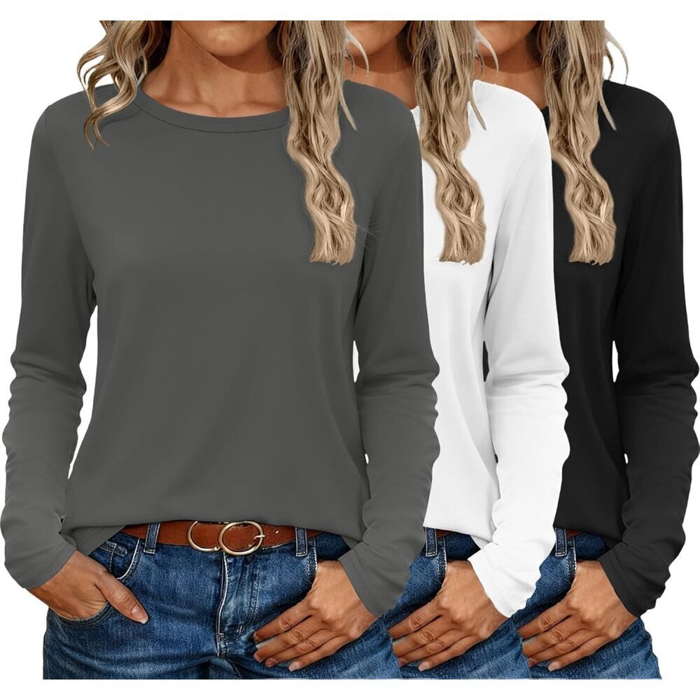 3 Pack Women's Long Sleeve Thermal Shirts Lightweight Crew Neck Base Layer